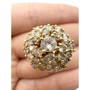 925 Sterling Silver Gold Plated Dome Cluster Ring Size 6